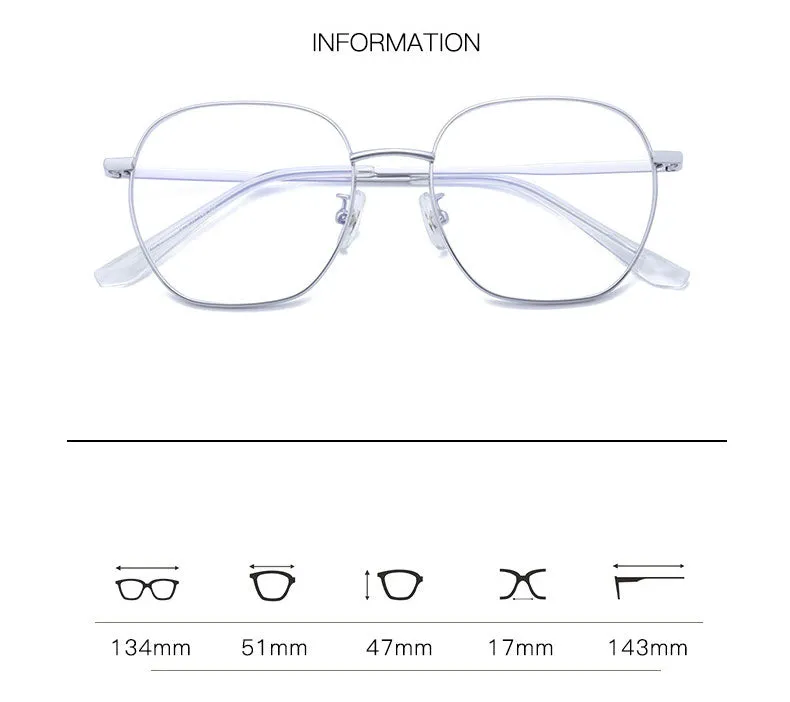 Hotony Unisex Full Rim Polygonal Round Titanium Frame Eyeglasses 1119