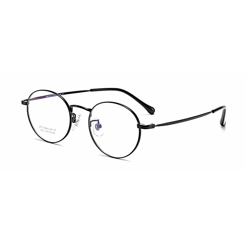 Hotony Unisex Full Rim Round Beta Titanium Frame Eyeglasses 8123