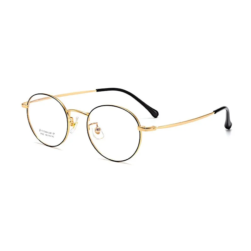 Hotony Unisex Full Rim Round Beta Titanium Frame Eyeglasses 8123