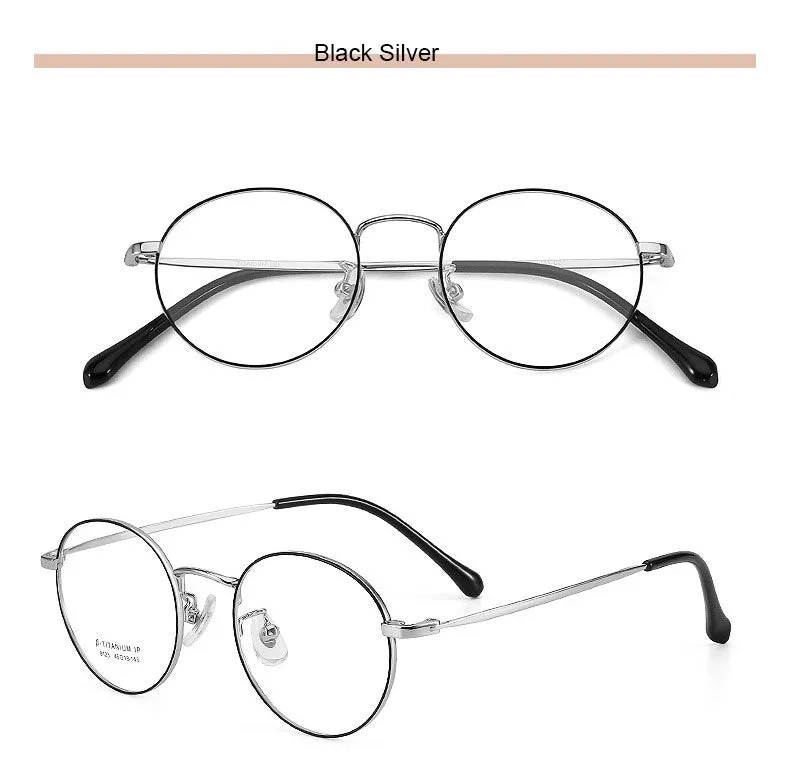 Hotony Unisex Full Rim Round Beta Titanium Frame Eyeglasses 8123