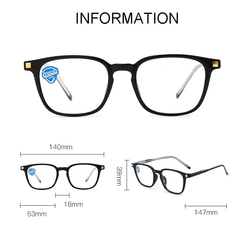 Hotony Unisex Full Rim Square Acetate Frame Eyeglasses 8845