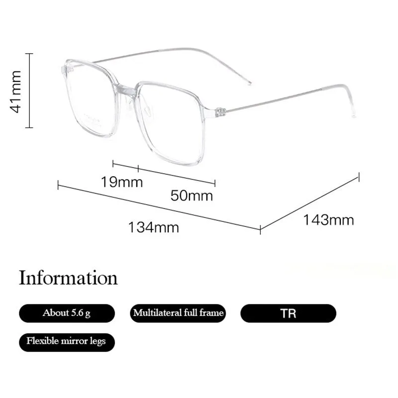 Hotony Unisex Full Rim Square Tr 90 Eyeglasses 5824m