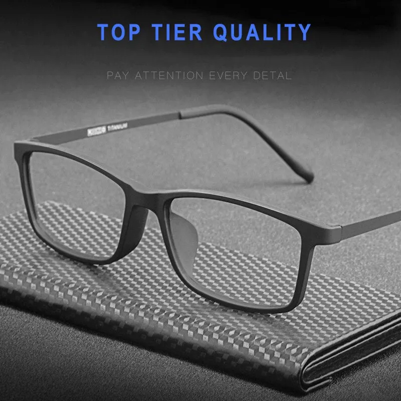 Hotony Unisex Full Rim Square TR 90 Resin Beta Titanium Frame Eyeglasses 3048