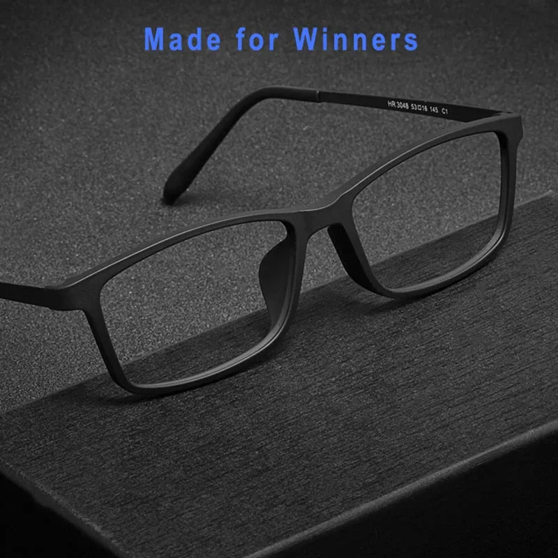 Hotony Unisex Full Rim Square TR 90 Resin Beta Titanium Frame Eyeglasses 3048