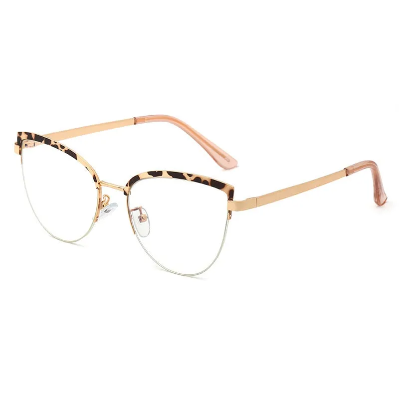 Hotony Women's Full Rim Cat Eye Alloy Frame Eyeglasses 95679