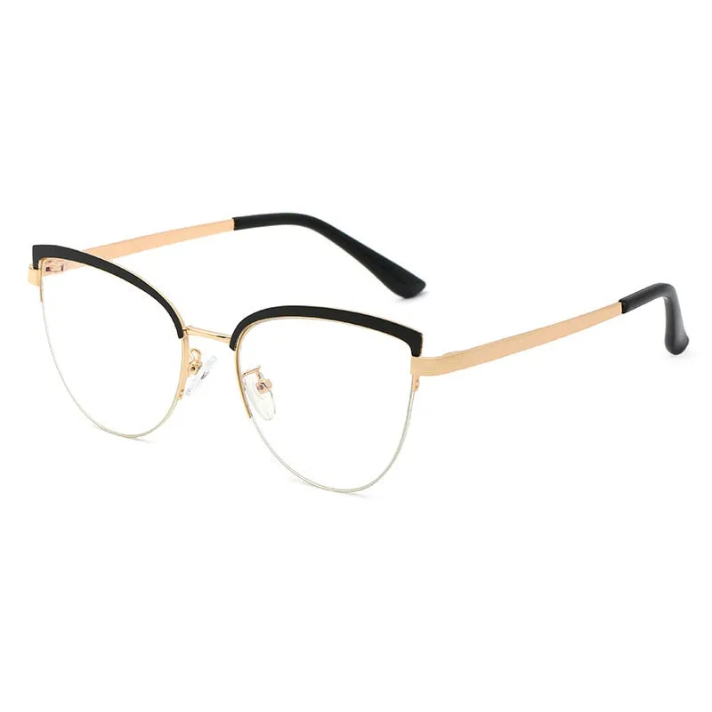 Hotony Women's Full Rim Cat Eye Alloy Frame Eyeglasses 95679