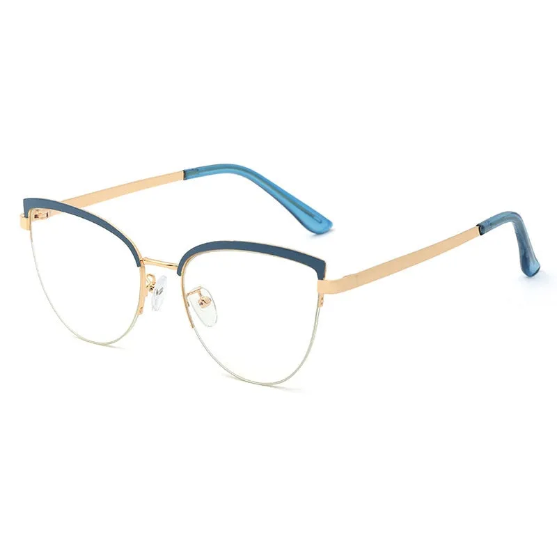 Hotony Women's Full Rim Cat Eye Alloy Frame Eyeglasses 95679