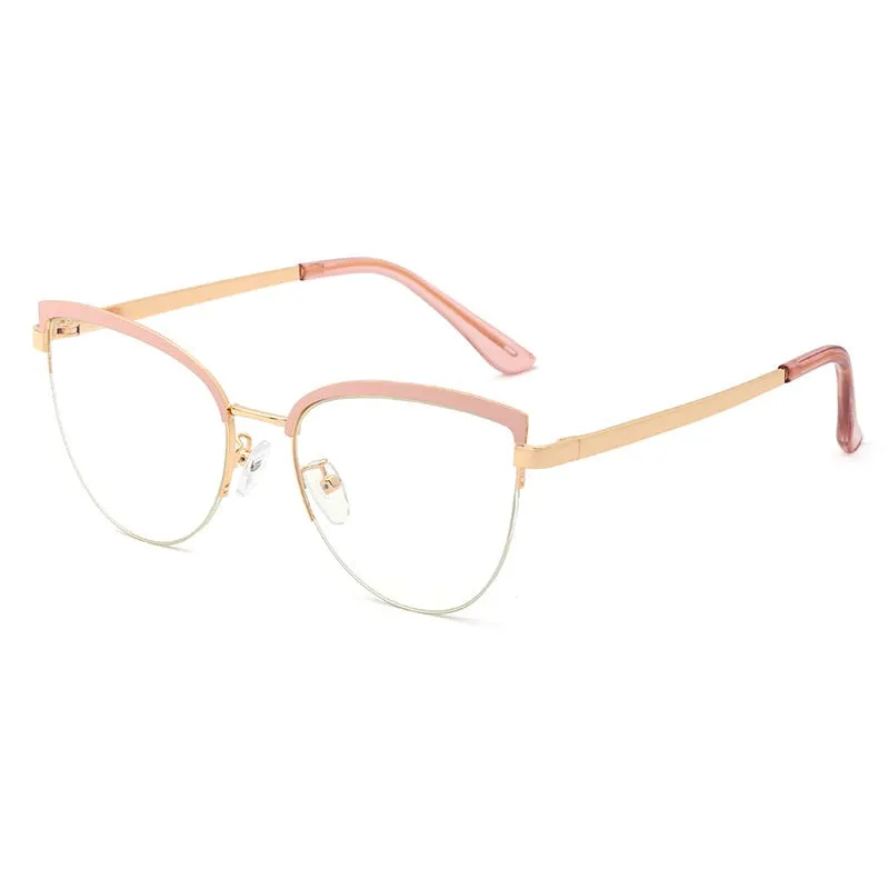 Hotony Women's Full Rim Cat Eye Alloy Frame Eyeglasses 95679