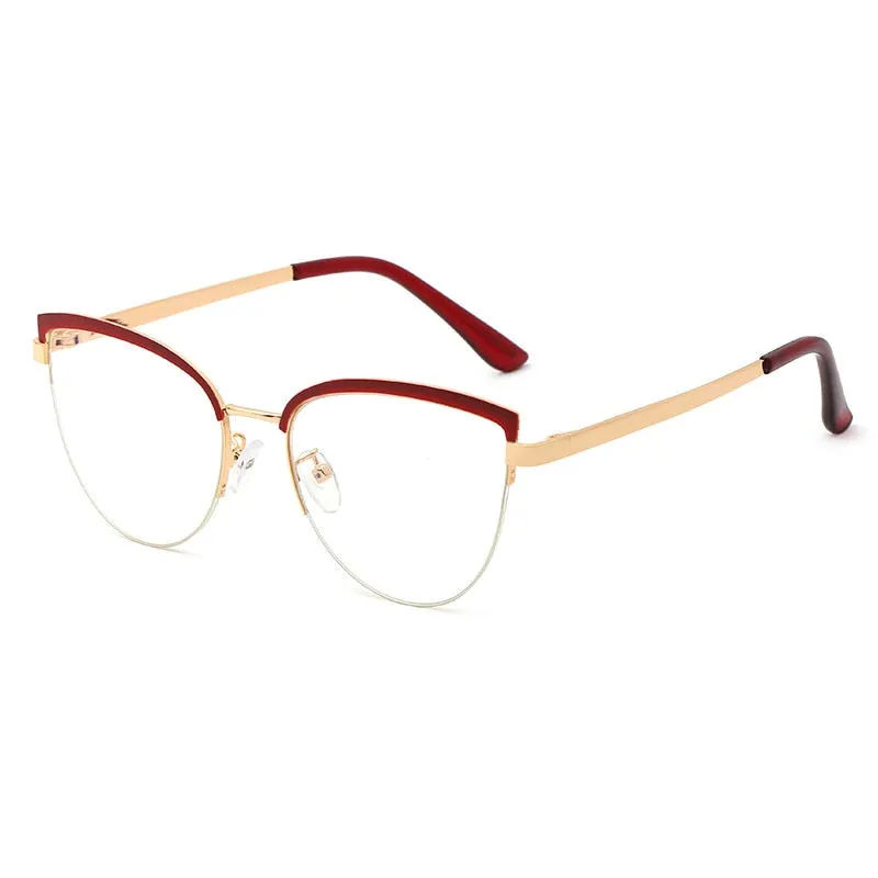 Hotony Women's Full Rim Cat Eye Alloy Frame Eyeglasses 95679