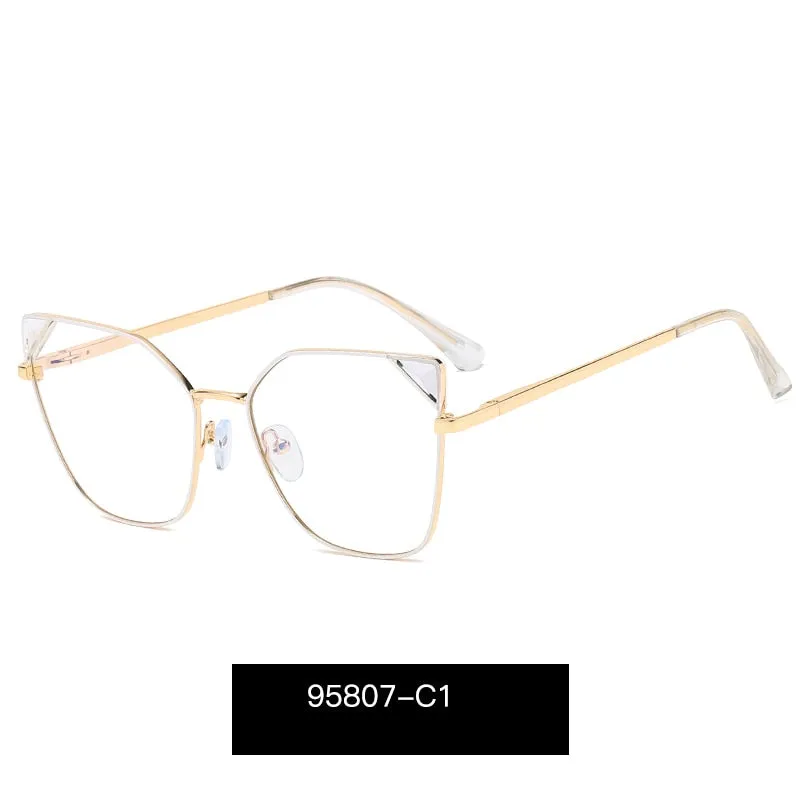 Hotony Women's Full Rim Cat Eye Alloy Frame Eyeglasses 95807