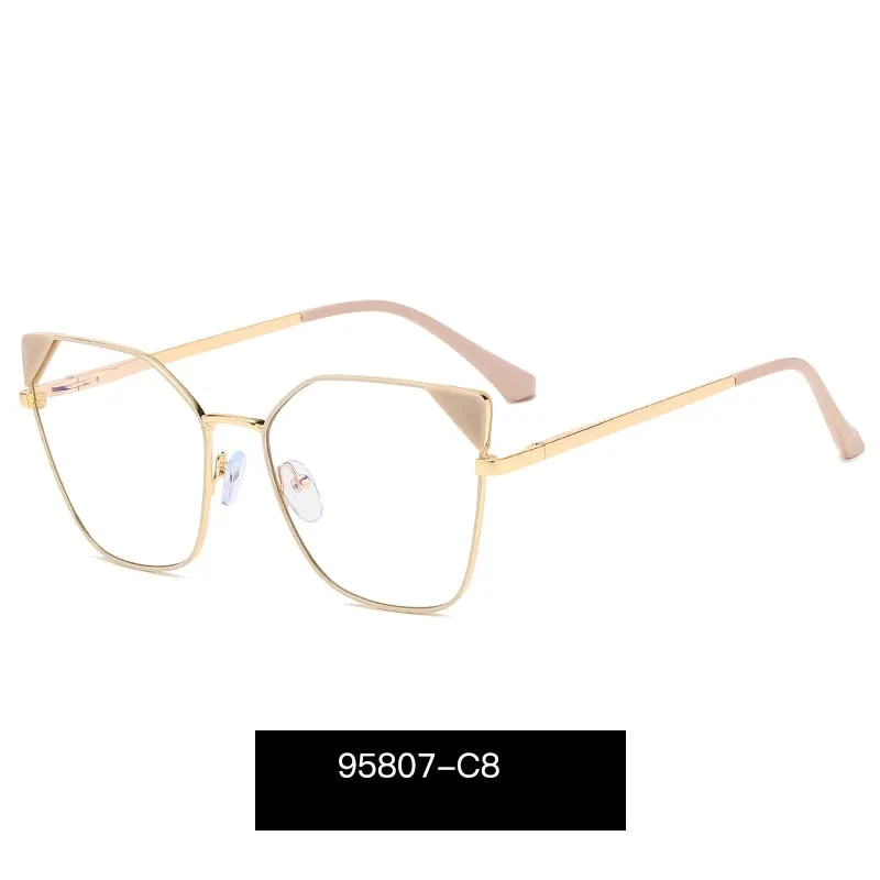 Hotony Women's Full Rim Cat Eye Alloy Frame Eyeglasses 95807