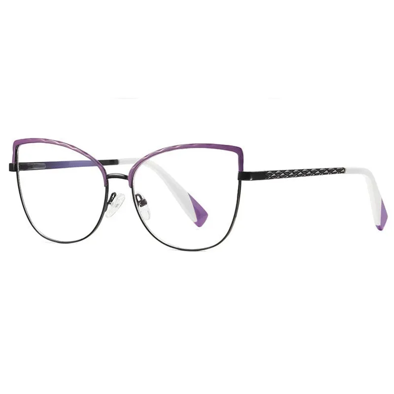 Hotony Women's Full Rim Cat Eye TR 90 Resin Alloy Frame Eyeglasses 3024