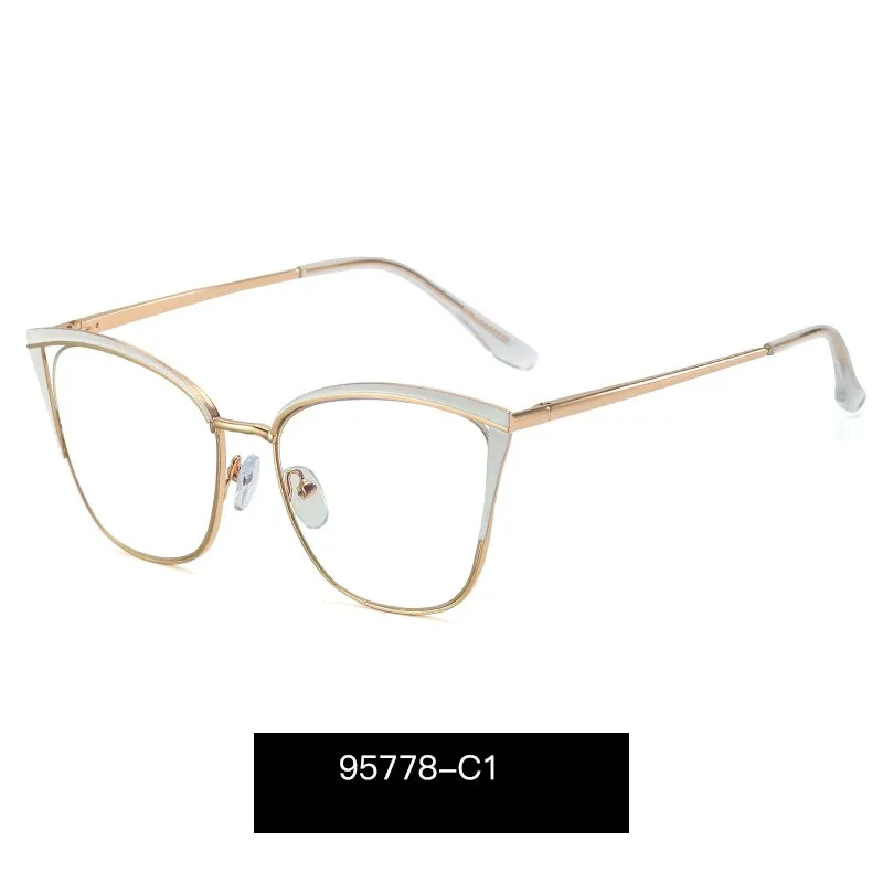 Hotony Womens High-Quality TR 90 Resin Alloy Full Rim Cat Eye Eyeglasses, Model 95778