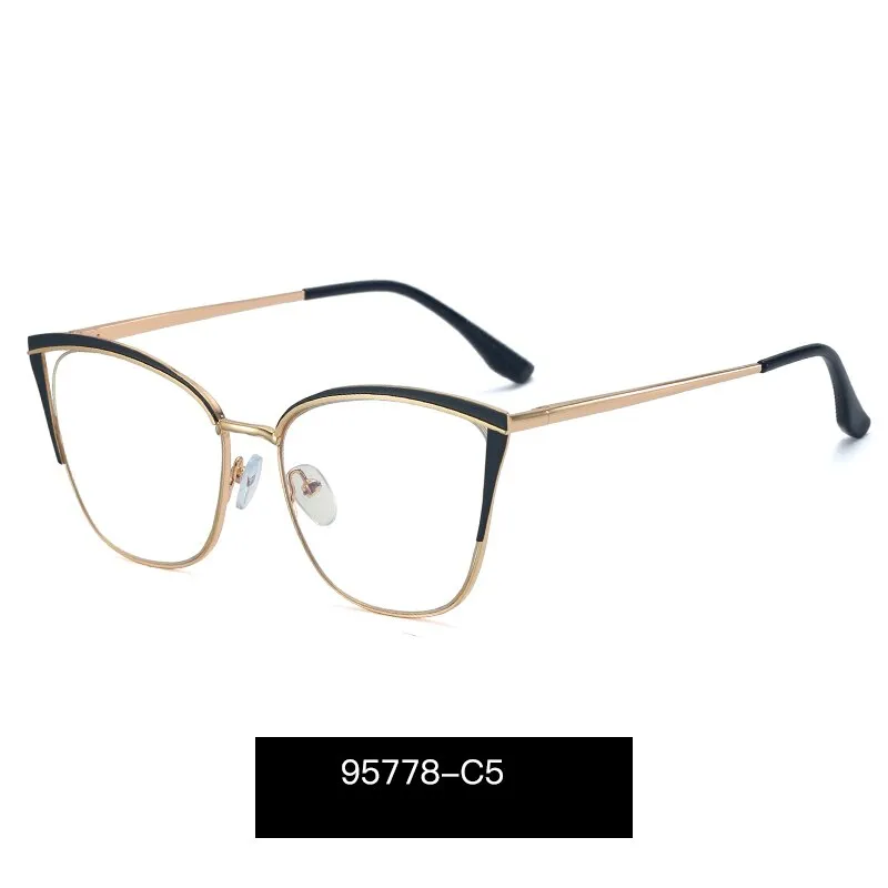 Hotony Womens High-Quality TR 90 Resin Alloy Full Rim Cat Eye Eyeglasses, Model 95778