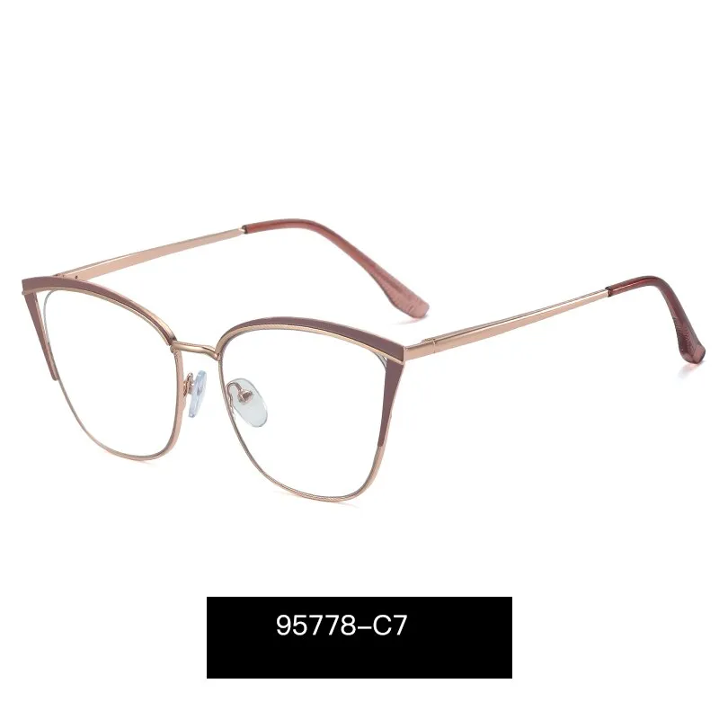 Hotony Womens High-Quality TR 90 Resin Alloy Full Rim Cat Eye Eyeglasses, Model 95778