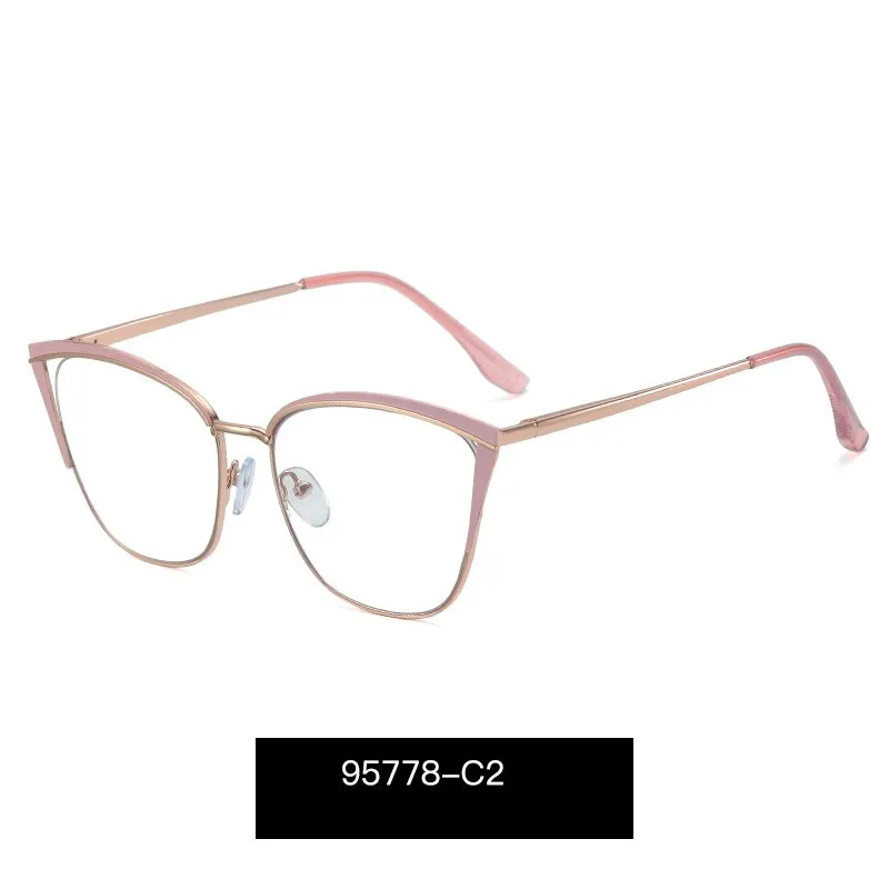 Hotony Womens High-Quality TR 90 Resin Alloy Full Rim Cat Eye Eyeglasses, Model 95778