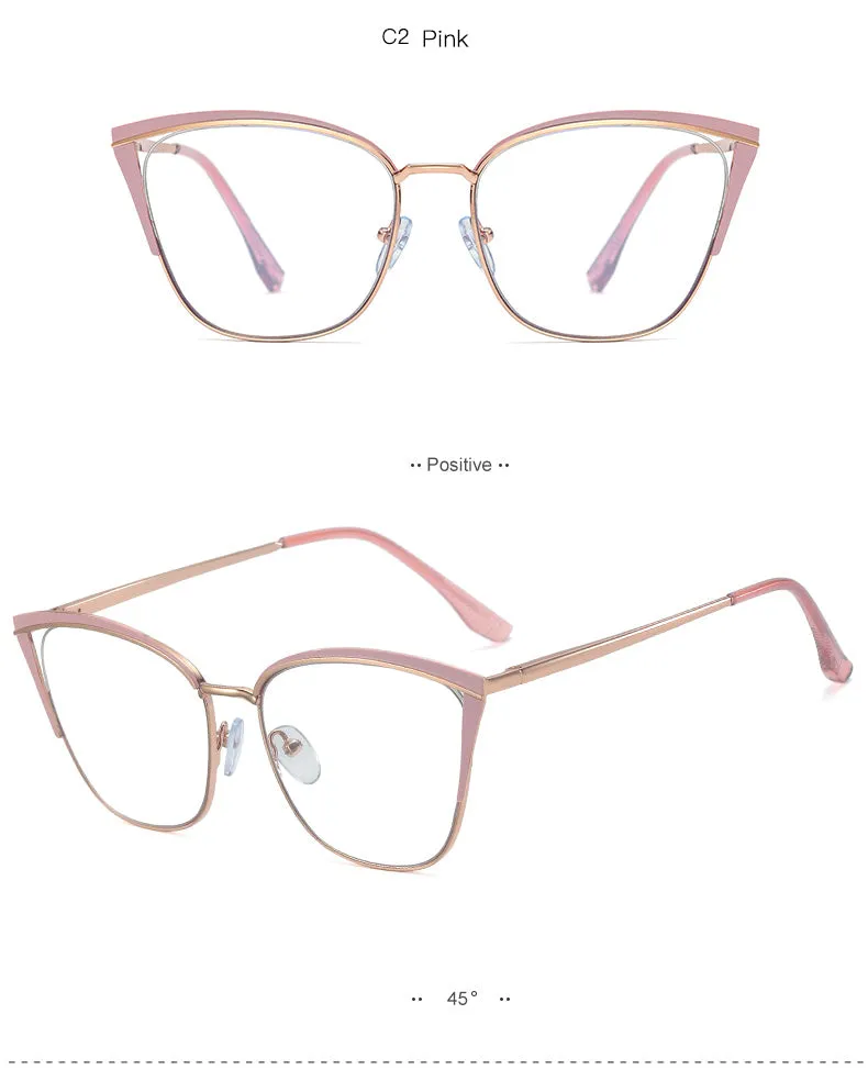 Hotony Womens High-Quality TR 90 Resin Alloy Full Rim Cat Eye Eyeglasses, Model 95778