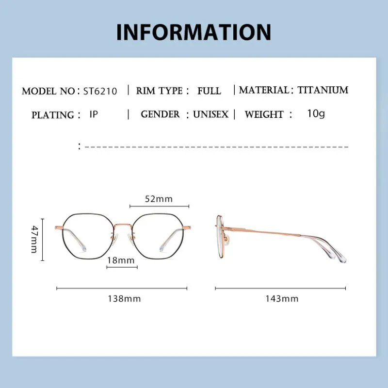 Hotony Women's Full Rim Polygonal Titanium Eyeglasses St6210