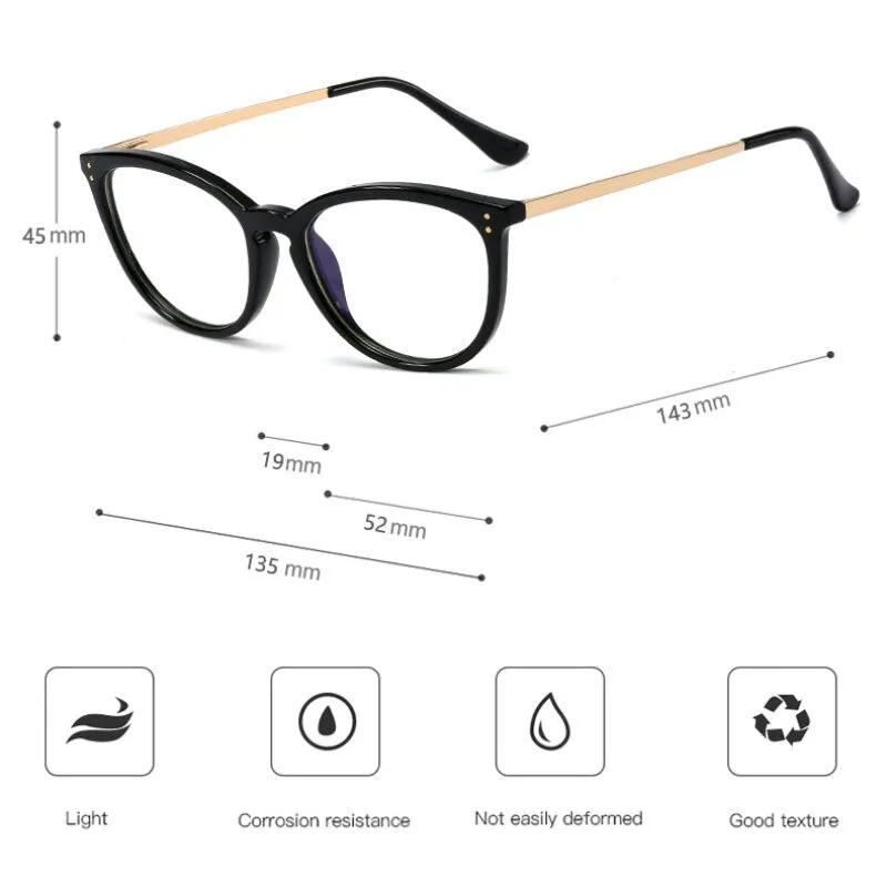 Hotony Women's Full Rim Square Cat Eye Acetate Alloy Eyeglasses 95649