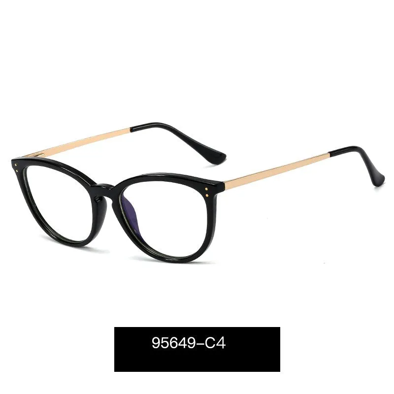 Hotony Women's Full Rim Square Cat Eye Acetate Alloy Eyeglasses 95649