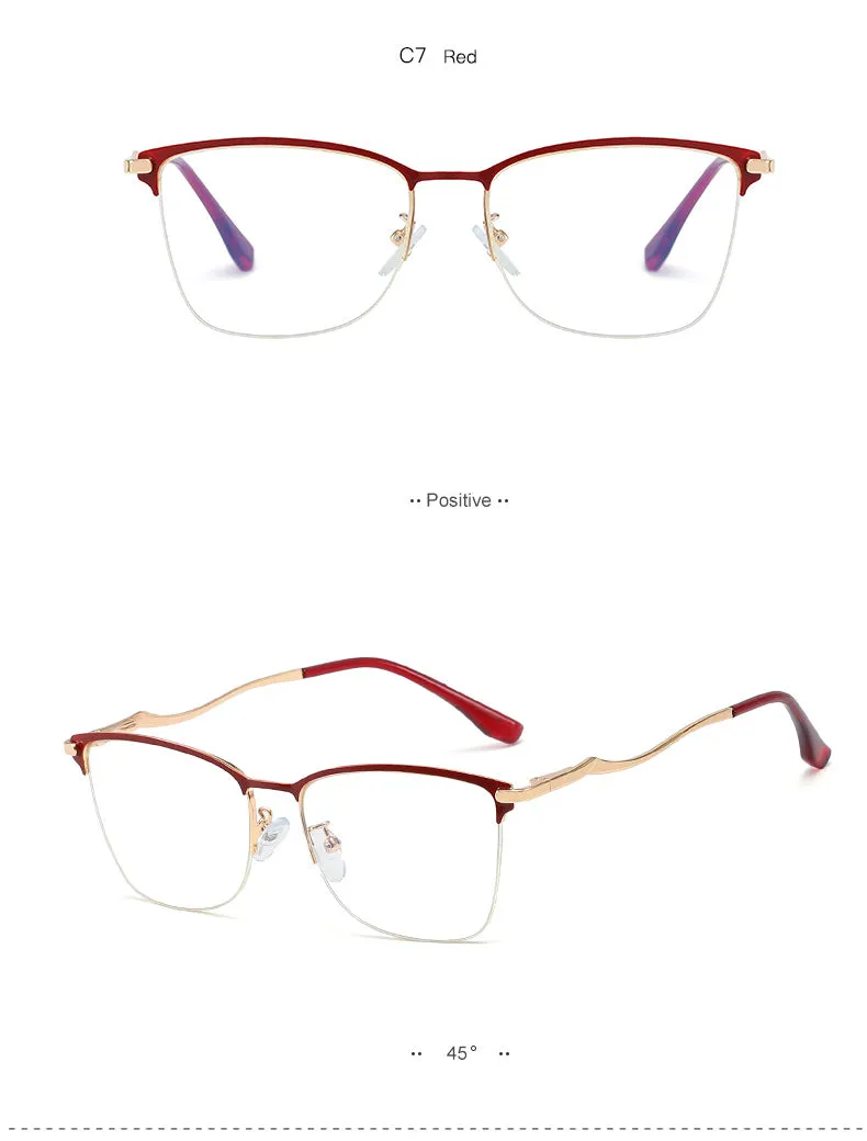 Hotony Women's Full Rim Square TR 90 Resin Alloy Frame Eyeglasses 95726