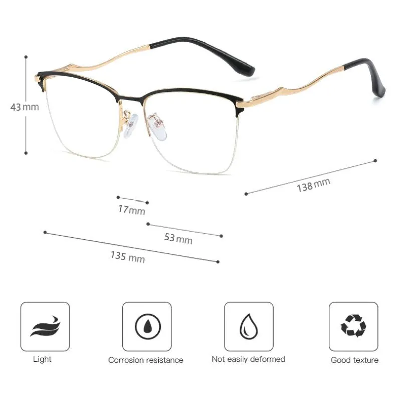 Hotony Women's Full Rim Square TR 90 Resin Alloy Frame Eyeglasses 95726