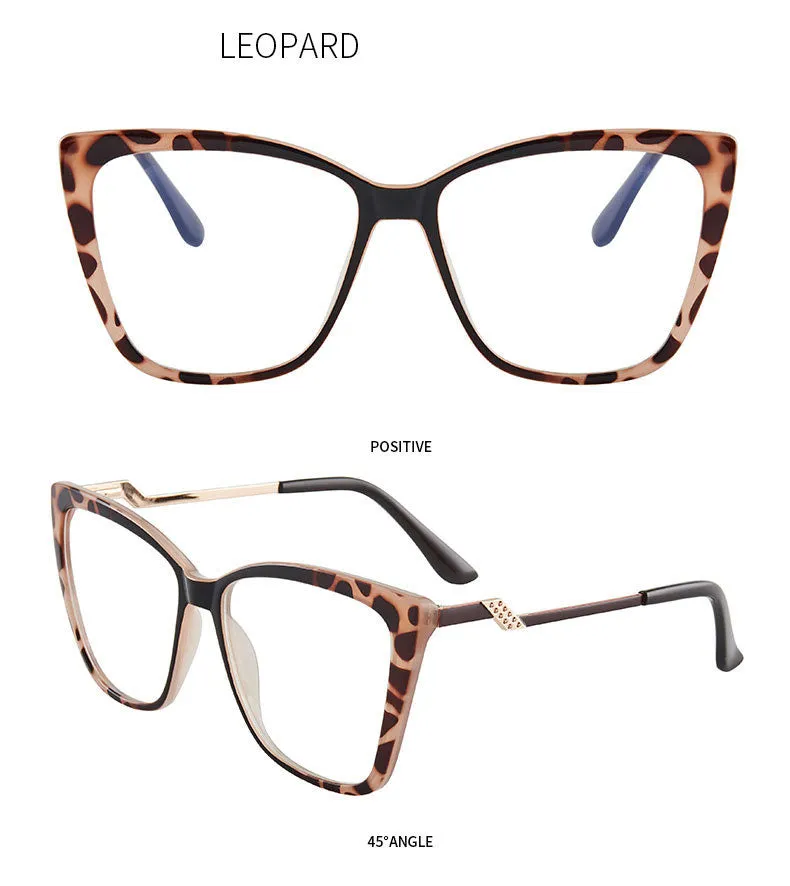 Hotony Women's Full Rim TR 90 Resin Square Cat Eye Frame Eyeglasses 7049