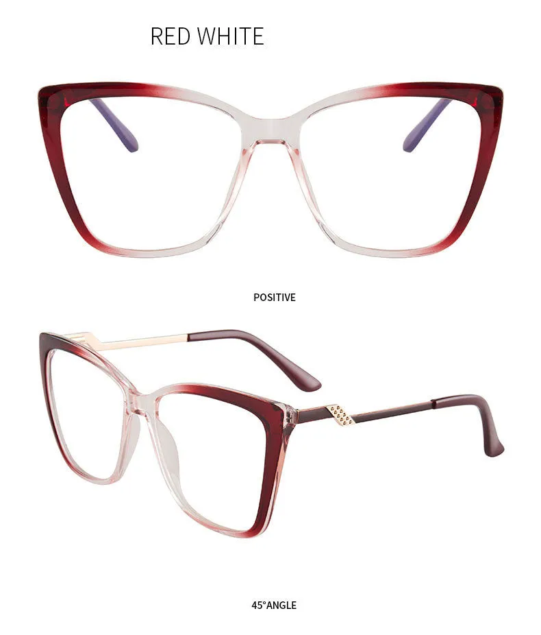 Hotony Women's Full Rim TR 90 Resin Square Cat Eye Frame Eyeglasses 7049