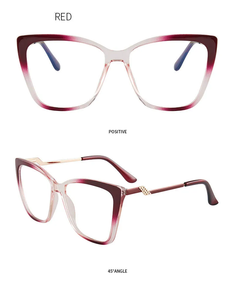 Hotony Women's Full Rim TR 90 Resin Square Cat Eye Frame Eyeglasses 7049