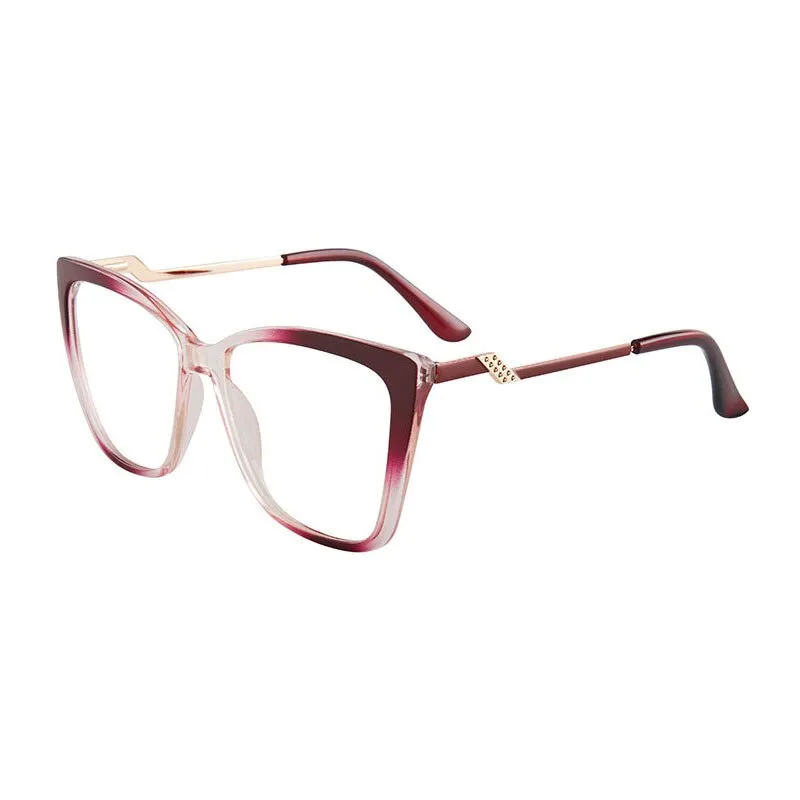 Hotony Women's Full Rim TR 90 Resin Square Cat Eye Frame Eyeglasses 7049