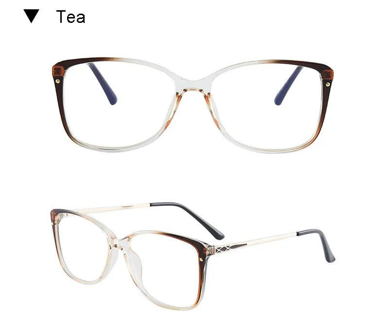 Hotony Women's Full Rim TR 90 Resin Square Frame Eyeglasses 7034