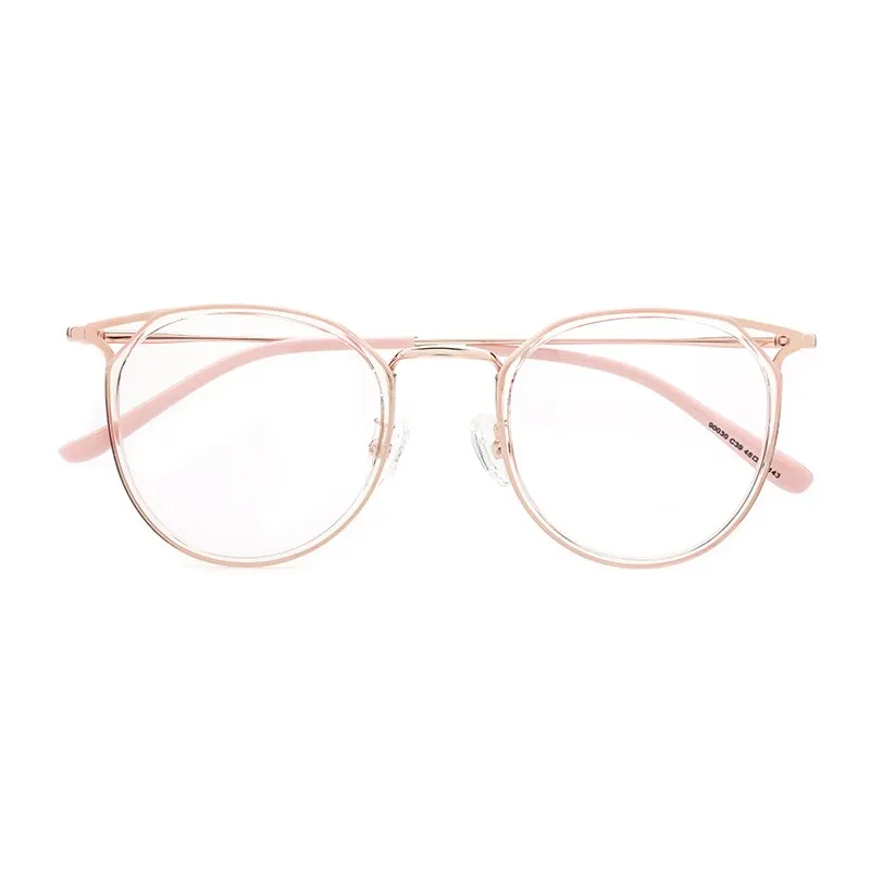 Kansept Women's Full Rim Round Cat Ear Alloy Acetate Frame Eyeglasses 90030