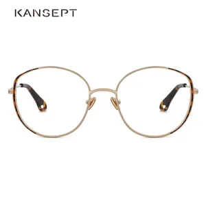 Kansept Women's Full Rim Round Stainless Steel Frame Eyeglasses Oq1003