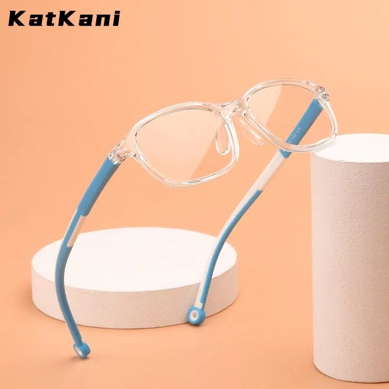 KatKani Children's Unisex Full Rim Silicone Frame Anti Blue Light Eyeglasses Tr17146