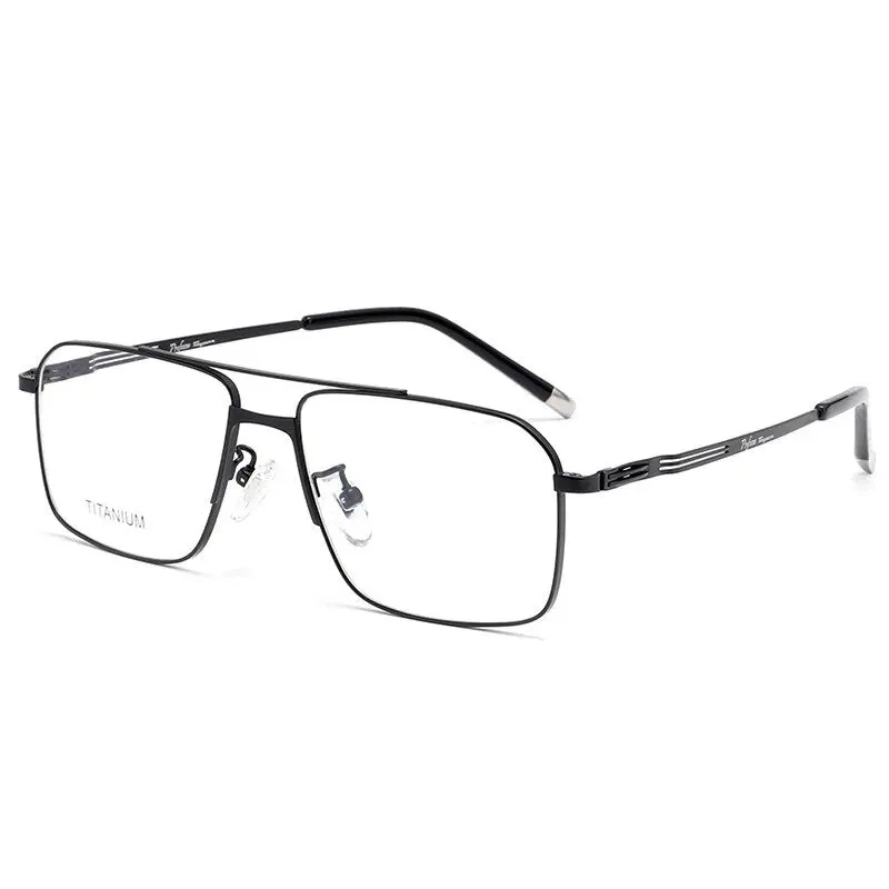 KatKani Men's Full Rim Polygon Double Bridge Titanium Eyeglasses 90069