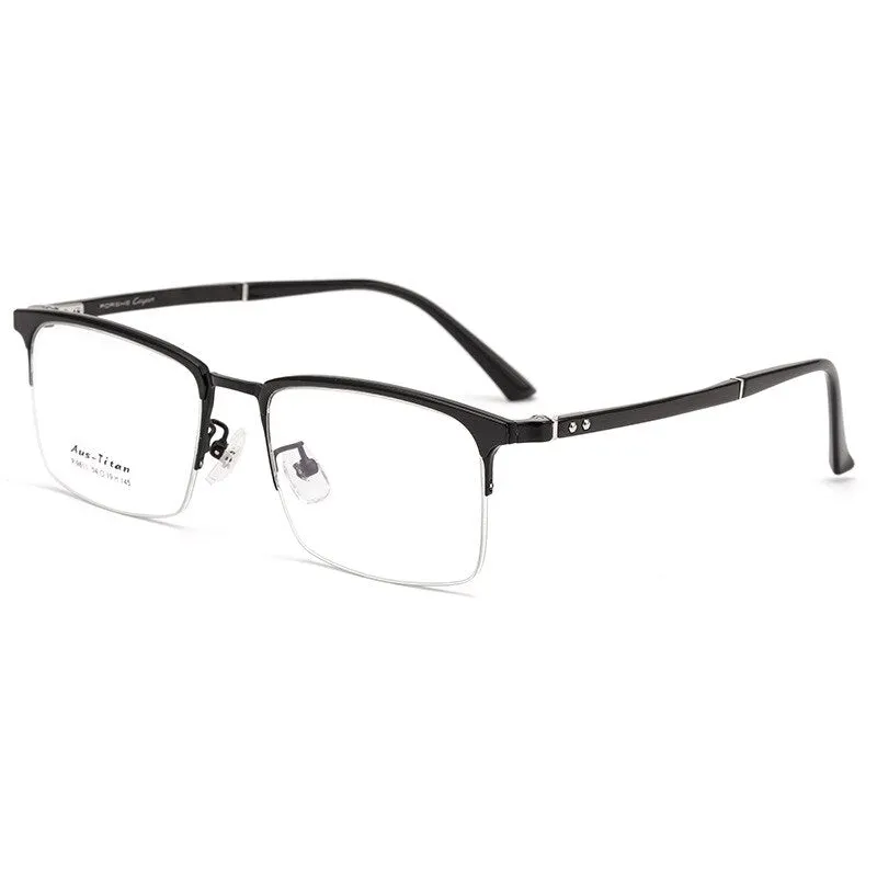 KatKani Men's Semi Rim Titanium Alloy Frame Eyelasses P9811