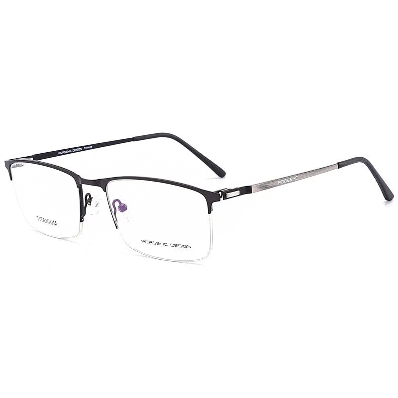 KatKani Men's Semi Rim Titanium Alloy Frame Screwless Eyeglasses P9848