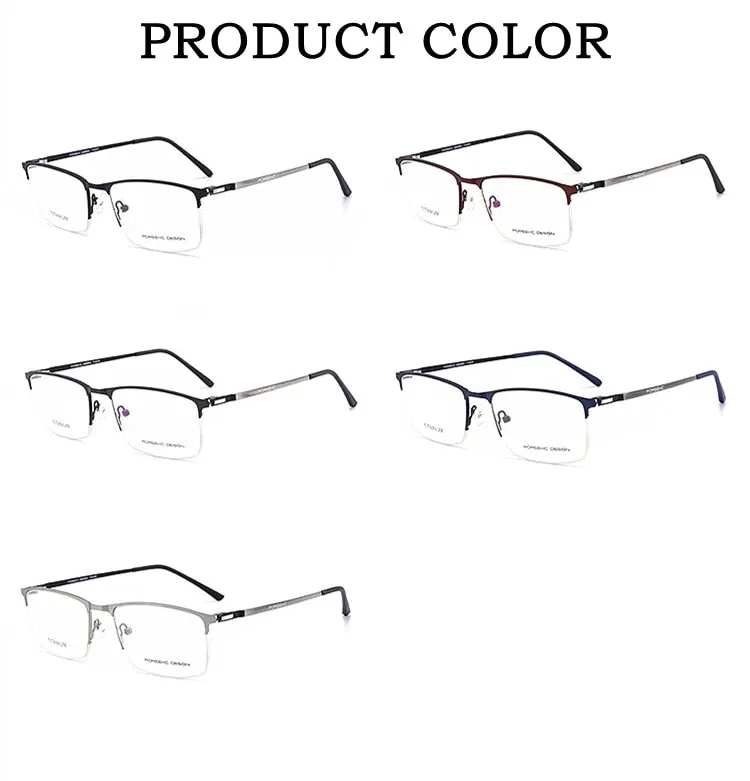 KatKani Men's Semi Rim Titanium Alloy Frame Screwless Eyeglasses P9848