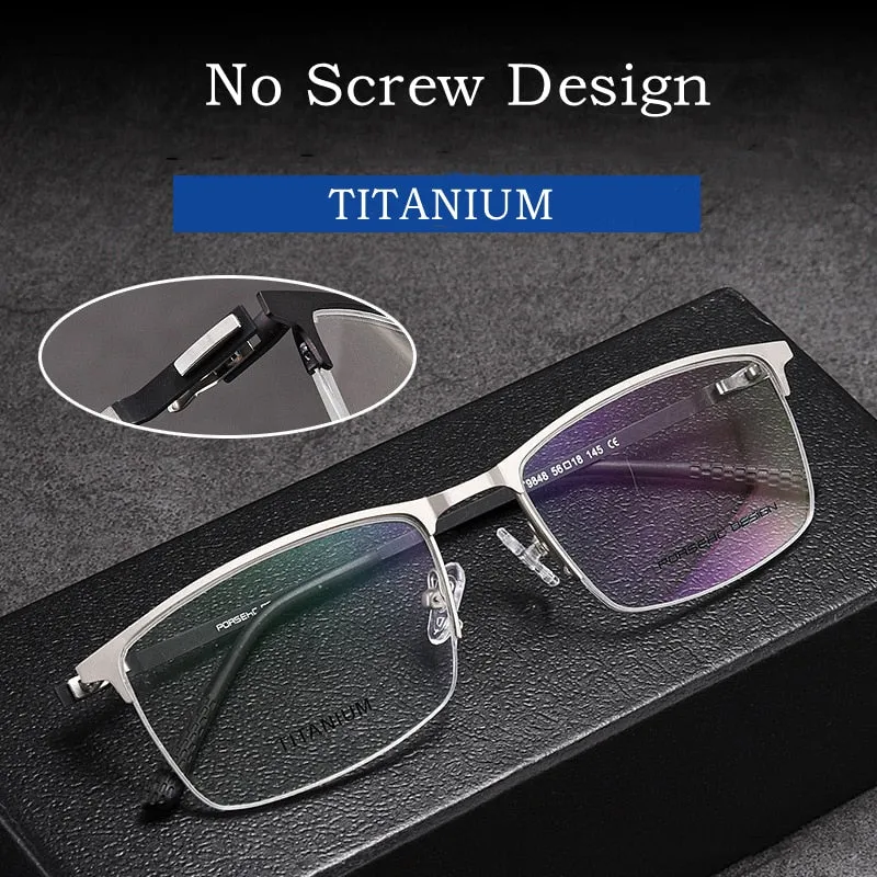 KatKani Men's Semi Rim Titanium Alloy Frame Screwless Eyeglasses P9848