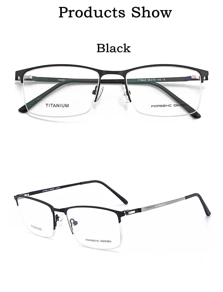 KatKani Men's Semi Rim Titanium Alloy Frame Screwless Eyeglasses P9848