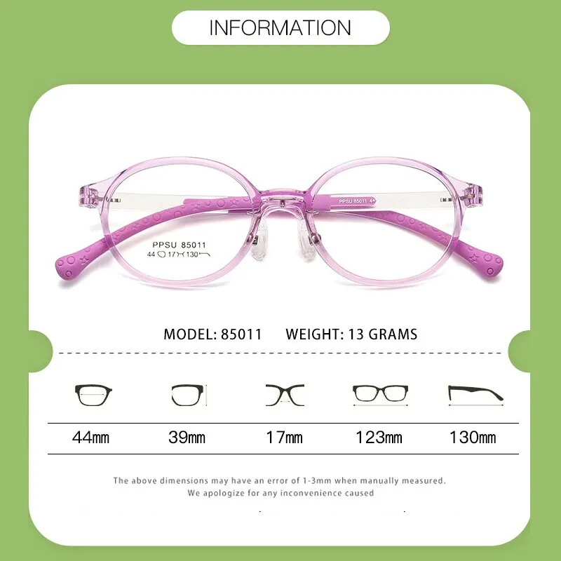 KatKani Unisex Children's Full Rim Round Silicone Eyeglasses 85011