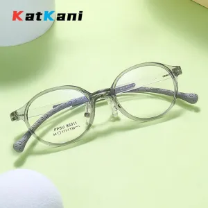 KatKani Unisex Children's Full Rim Round Silicone Eyeglasses 85011