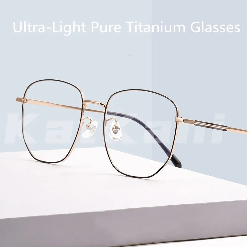 KatKani Unisex Full Rim Polygonal β Titanium Alloy Frame Eyeglasses 32216