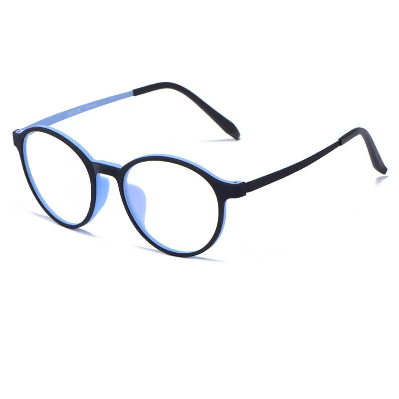 Katkani Unisex Full Rim Round Rubber Titanium Transparent Anti Blue Light Reading Glasses 30503