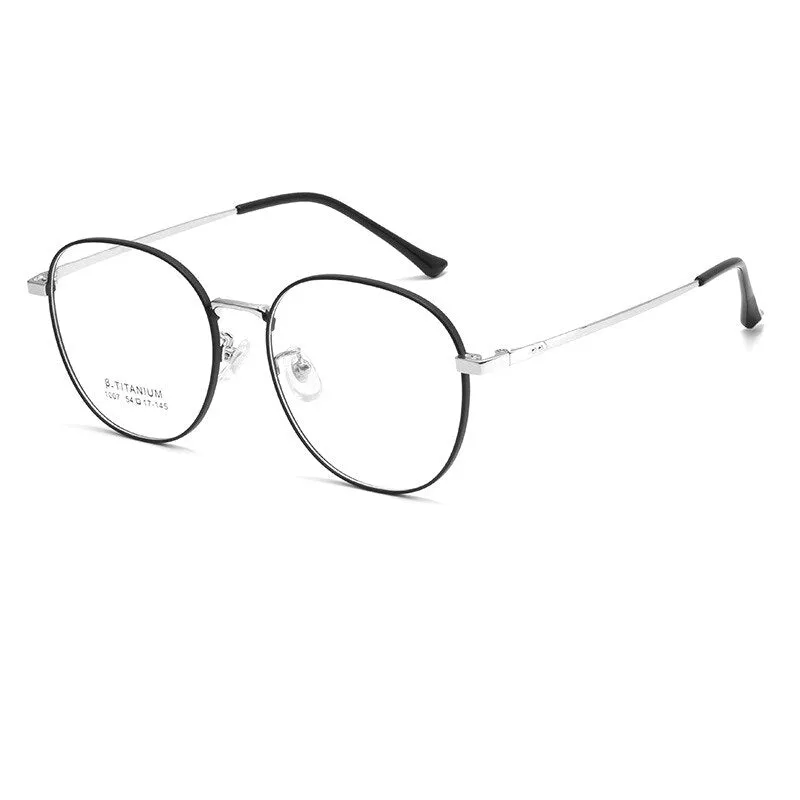 KatKani Unisex Full Rim Round Square Titanium Alloy Eyeglasses 1007T