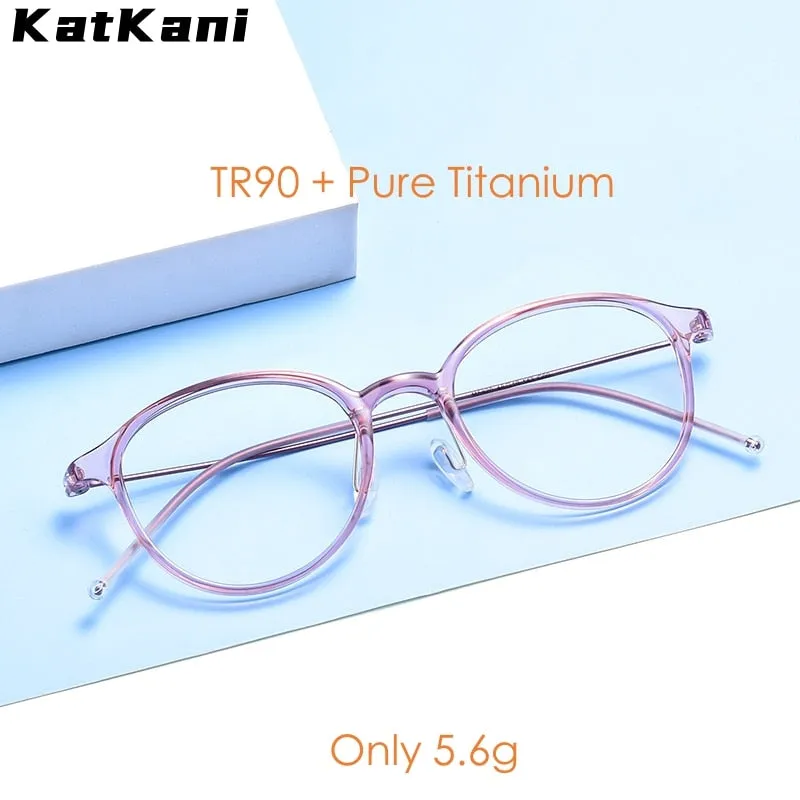 KatKani Unisex Full Rim Round Square Tr 90 Titanium Eyeglasses 5820N