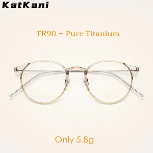 Katkani Unisex Full Rim Round Tr 90 Titanium Eyeglasses 8062