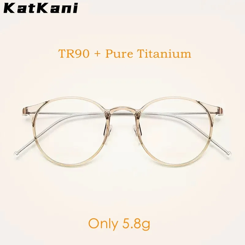 Katkani Unisex Full Rim Round Tr 90 Titanium Eyeglasses 8062