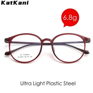 KatKani Unisex Full Rim Round Ultem Steel Eyeglasses 2021ql