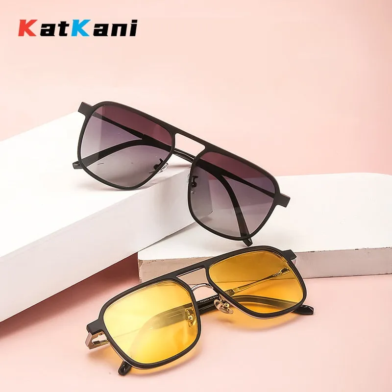 KatKani Unisex Full Rim Square Polygon Alloy Eyeglasses Clip On Sunglasses Tp2003